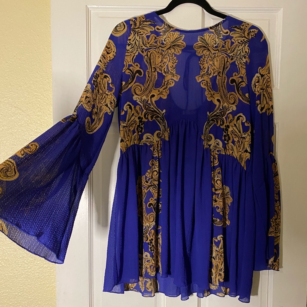 Free People XS Sheer Blue Dress